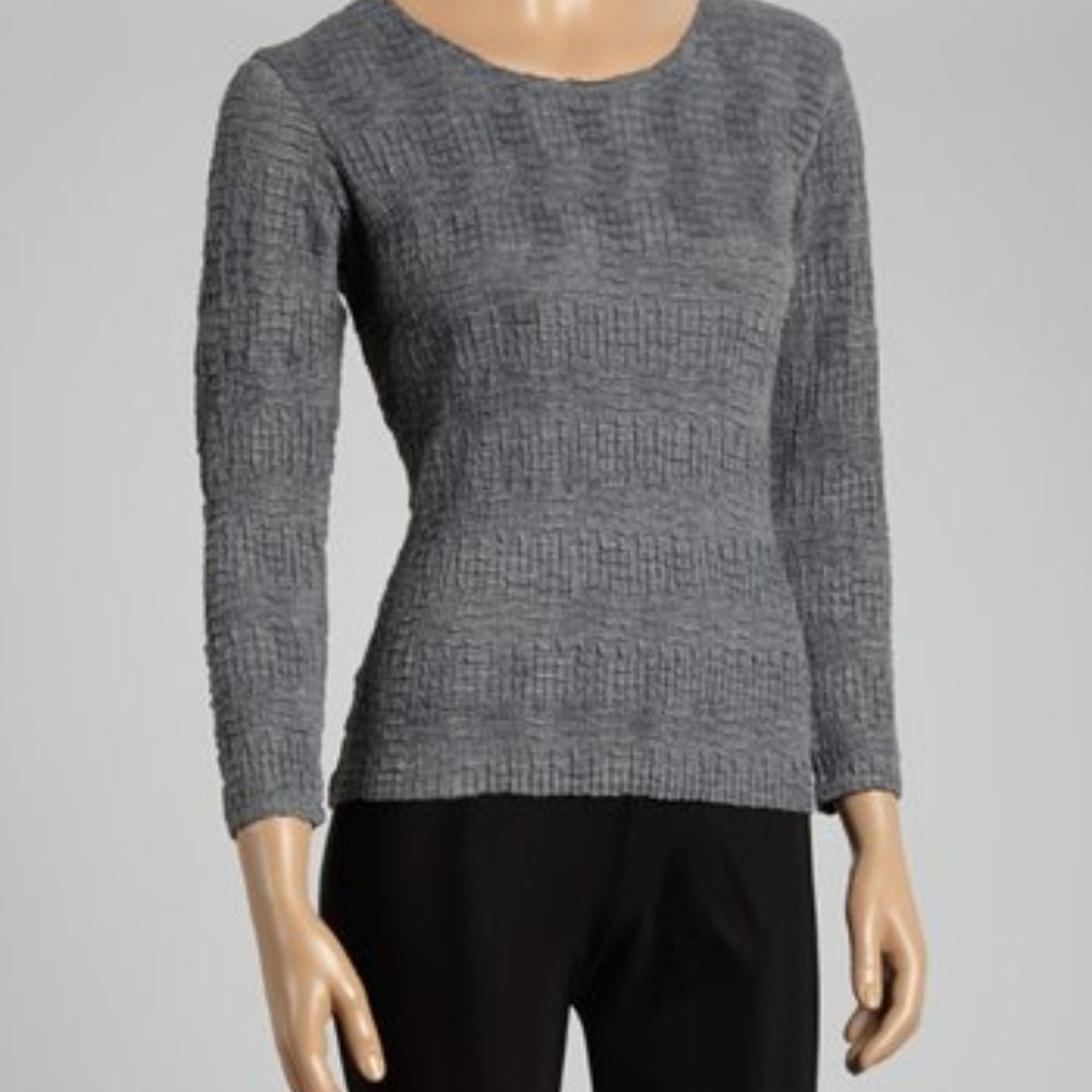 Rafael Women's Y2K Vintage Gray Crinkle Crepe Textured Top sz M